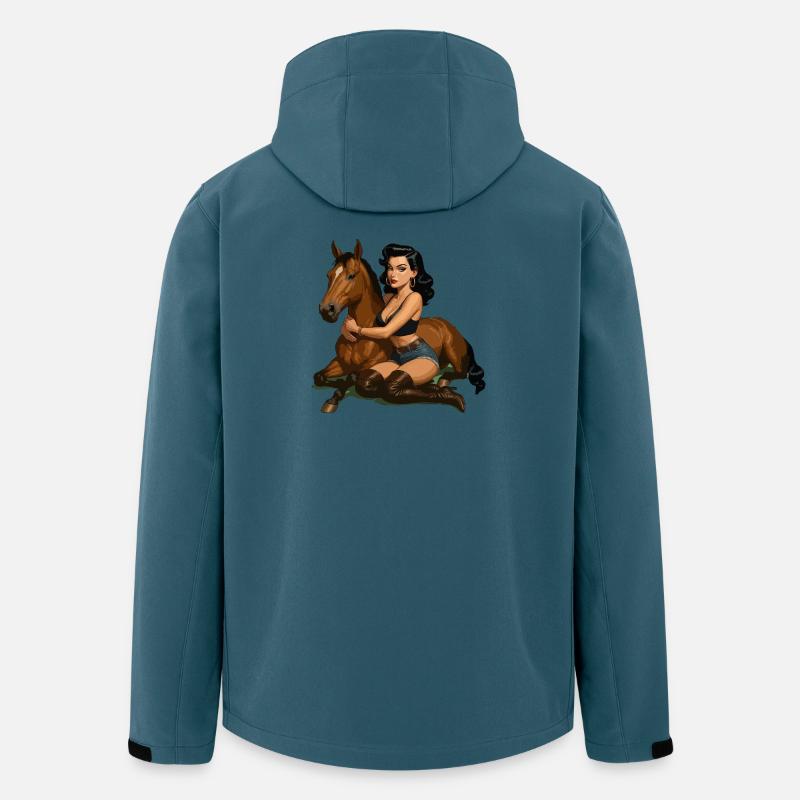 Pin-up-Reiter mit Pferd - Recycelte Männer Softshell-Jacke von Stanley/Stella - Dunkles Petrol