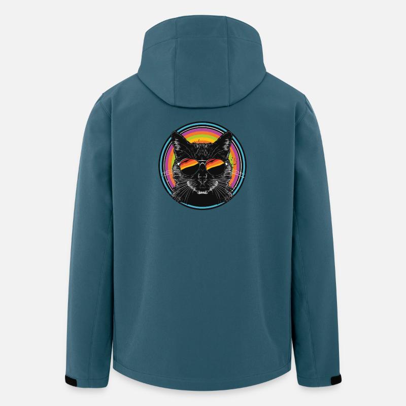 Rainbow-Katze mit Sonnenbrille - Recycelte Männer Softshell-Jacke von Stanley/Stella - Dunkles Petrol