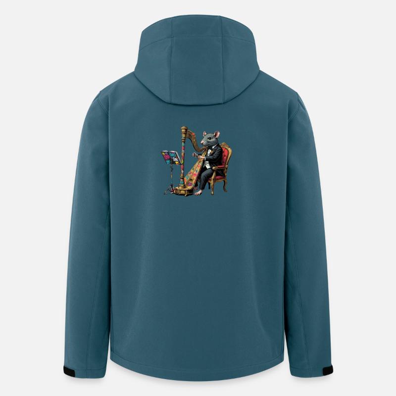 Rat en costume jouant du graffiti de la harpe - Veste softshell homme en polyester recyclé Stanley/Stella - bleu pétrole foncé