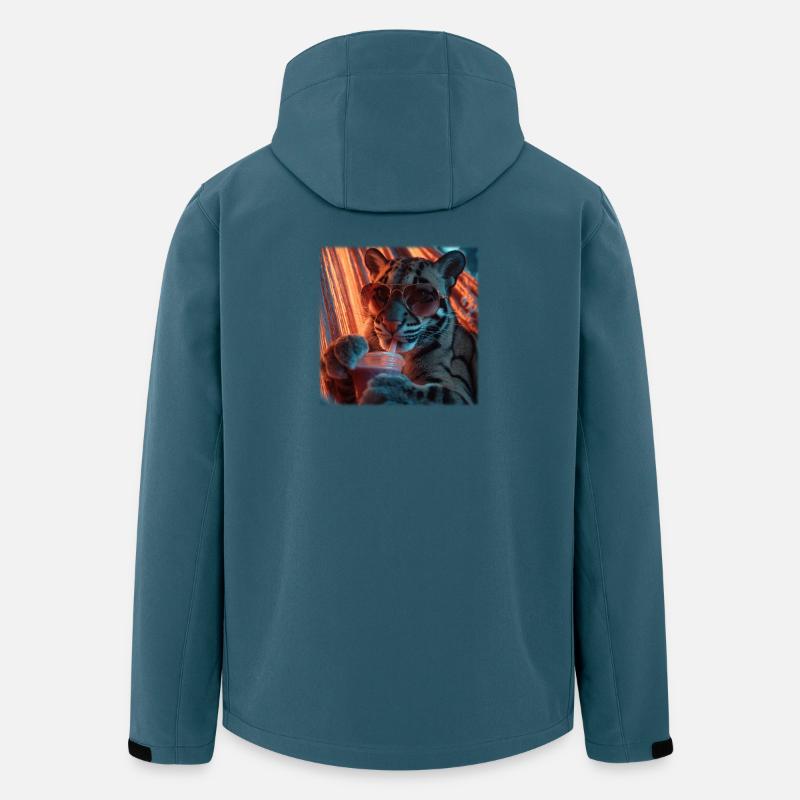 Chilliger Nebelparder Neon Hängematte Design - Recycelte Männer Softshell-Jacke von Stanley/Stella - Dunkles Petrol