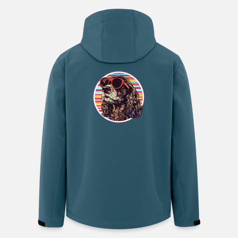 Sonnenbrillen-Hund im Retro-Ring - Recycelte Männer Softshell-Jacke von Stanley/Stella - Dunkles Petrol