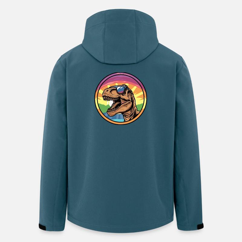 T-Rex Sonnenuntergang mit Sonnenbrille - Recycelte Männer Softshell-Jacke von Stanley/Stella - Dunkles Petrol