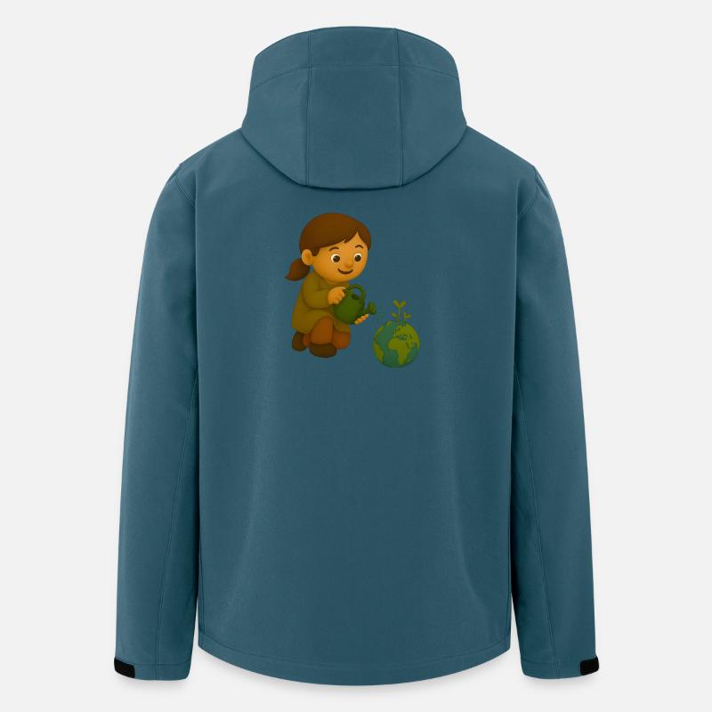 Kleine Umweltschützerin gießt Erdkugel - Recycelte Männer Softshell-Jacke von Stanley/Stella - Dunkles Petrol