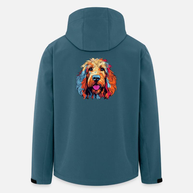 Farbenfrohes Hunde-Porträt - Recycelte Männer Softshell-Jacke von Stanley/Stella - Dunkles Petrol