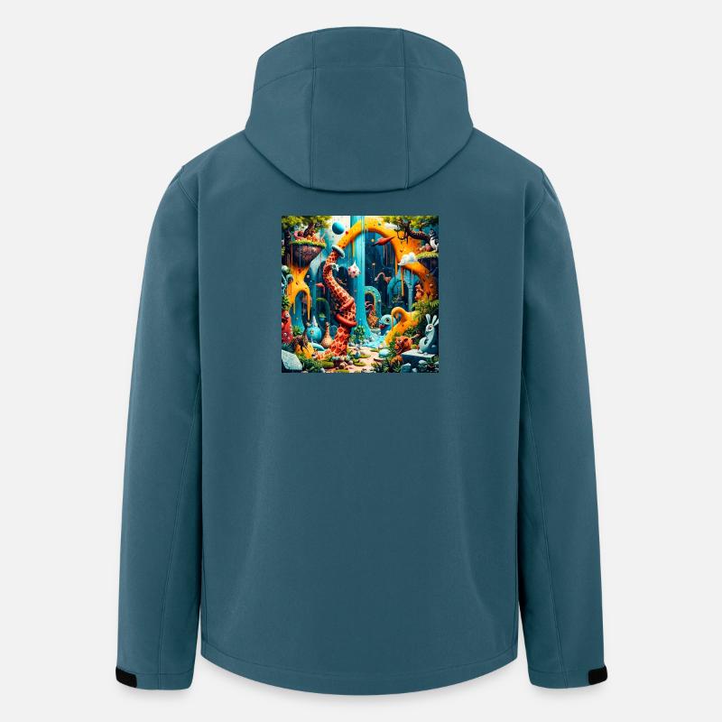Bunter Traumwelt-Dinosaurier - Recycelte Männer Softshell-Jacke von Stanley/Stella - Dunkles Petrol