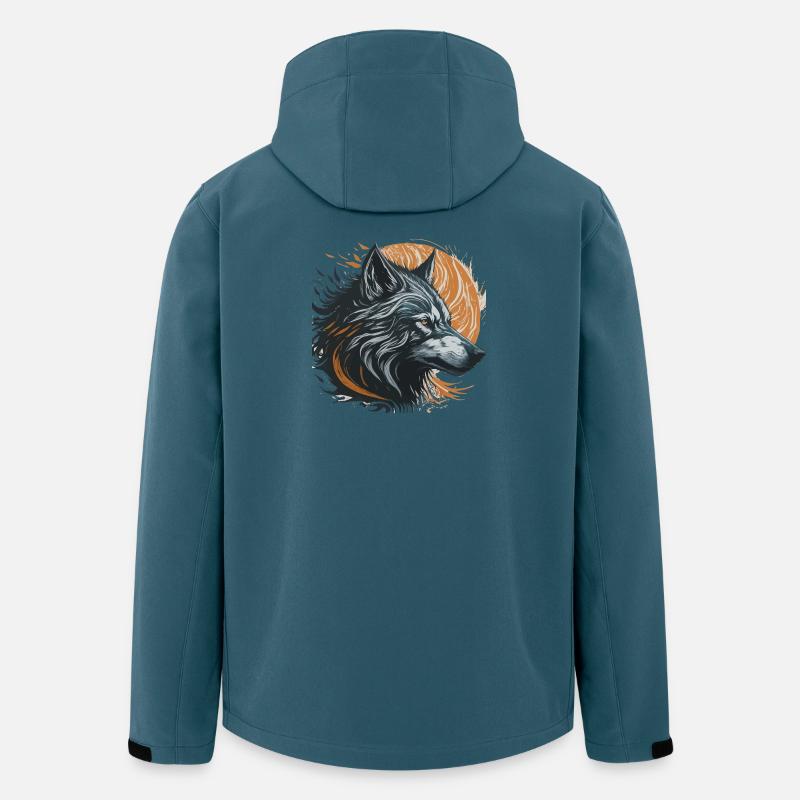 Schwarzer Wolf unter dem goldenen Mond - Recycelte Männer Softshell-Jacke von Stanley/Stella - Dunkles Petrol