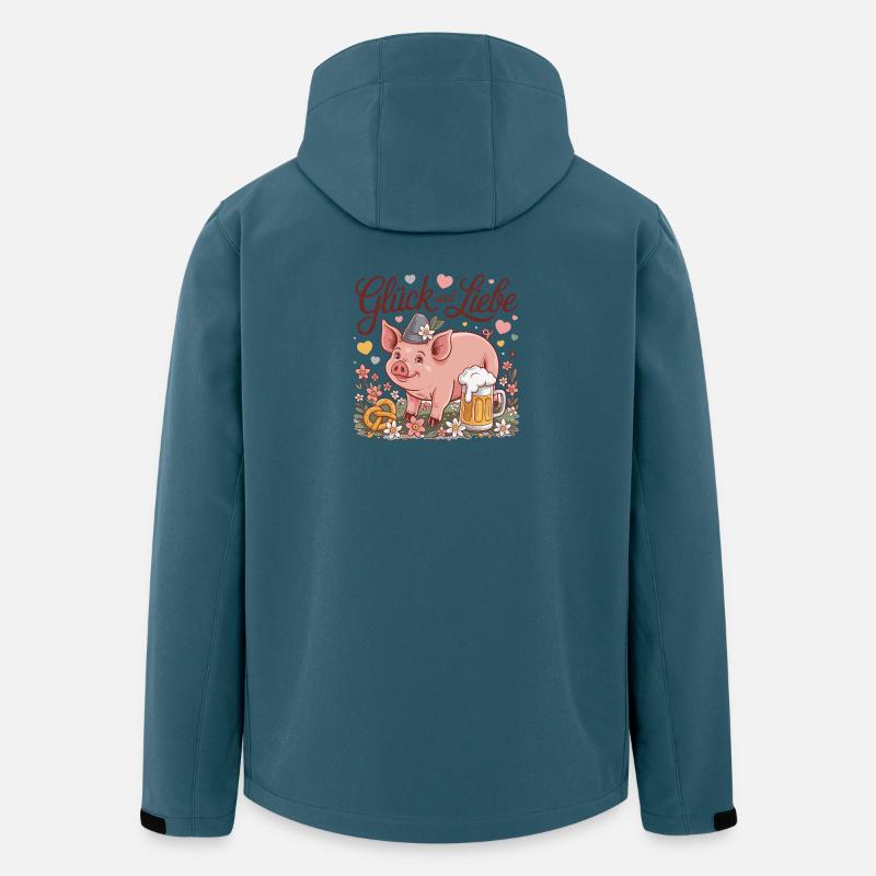Glück und Liebe Schwein mit Bier - Recycelte Männer Softshell-Jacke von Stanley/Stella - Dunkles Petrol