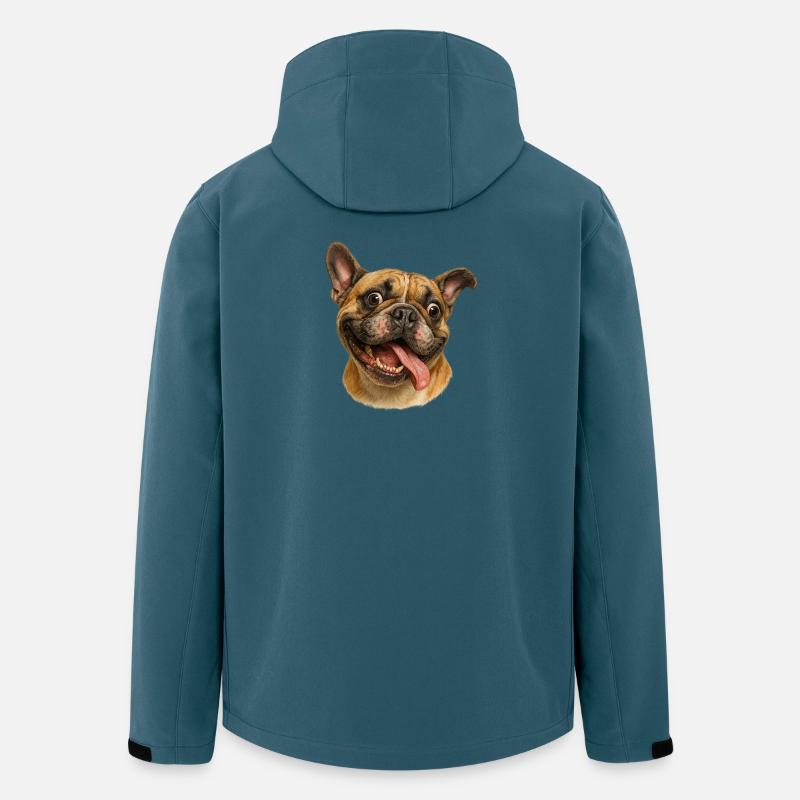 Tête de chien joyeuse avec langue - Veste softshell homme en polyester recyclé Stanley/Stella - bleu pétrole foncé