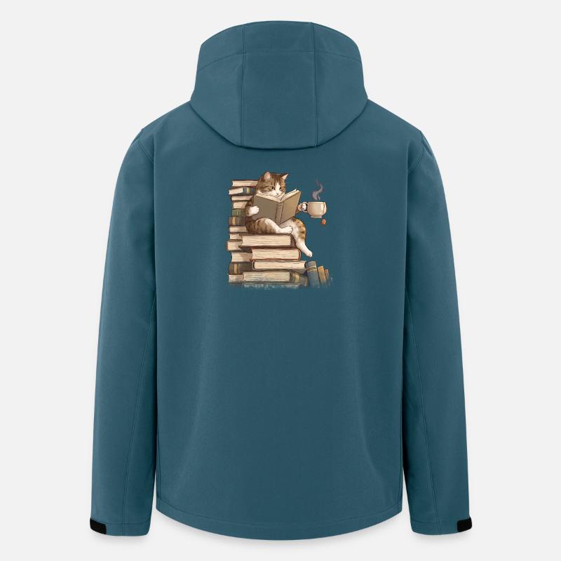 Katze liest Bücher - Recycelte Männer Softshell-Jacke von Stanley/Stella - Dunkles Petrol