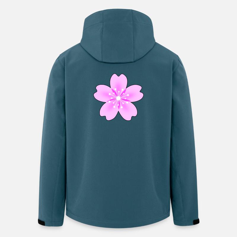 Fleur rose avec des rayons néon - Veste softshell homme en polyester recyclé Stanley/Stella - bleu pétrole foncé