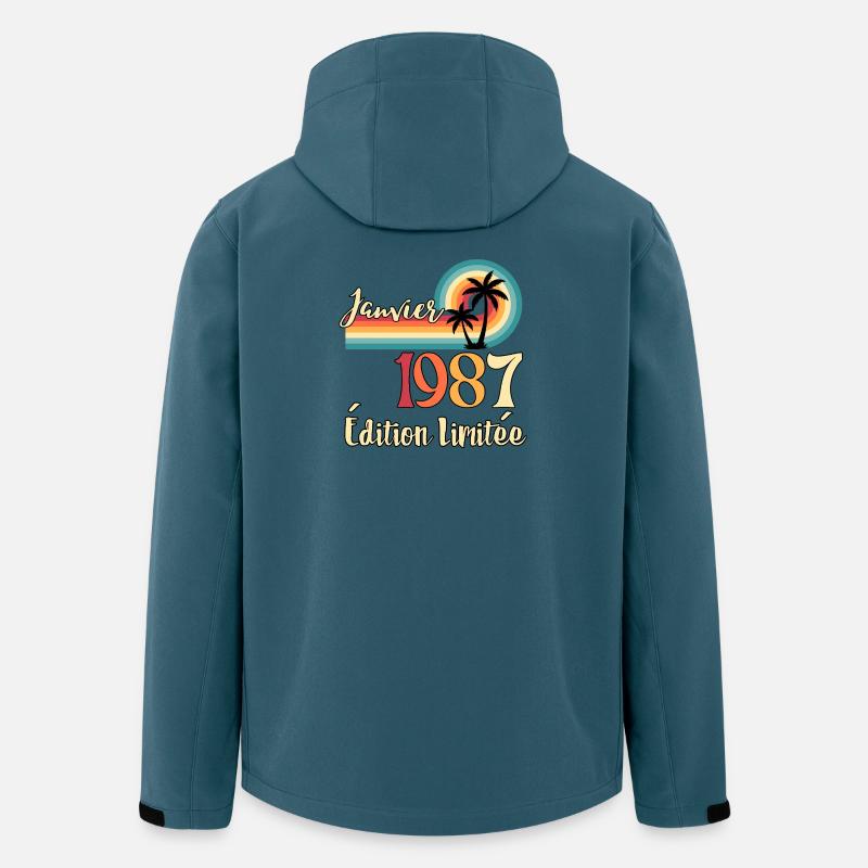 Janvier 1987 – Édition limitée rétro - Veste softshell homme en polyester recyclé Stanley/Stella - bleu pétrole foncé