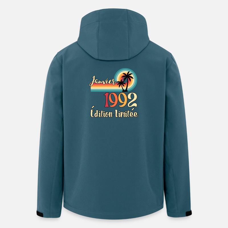 Janvier 1992 – Édition limitée rétro - Veste softshell homme en polyester recyclé Stanley/Stella - bleu pétrole foncé