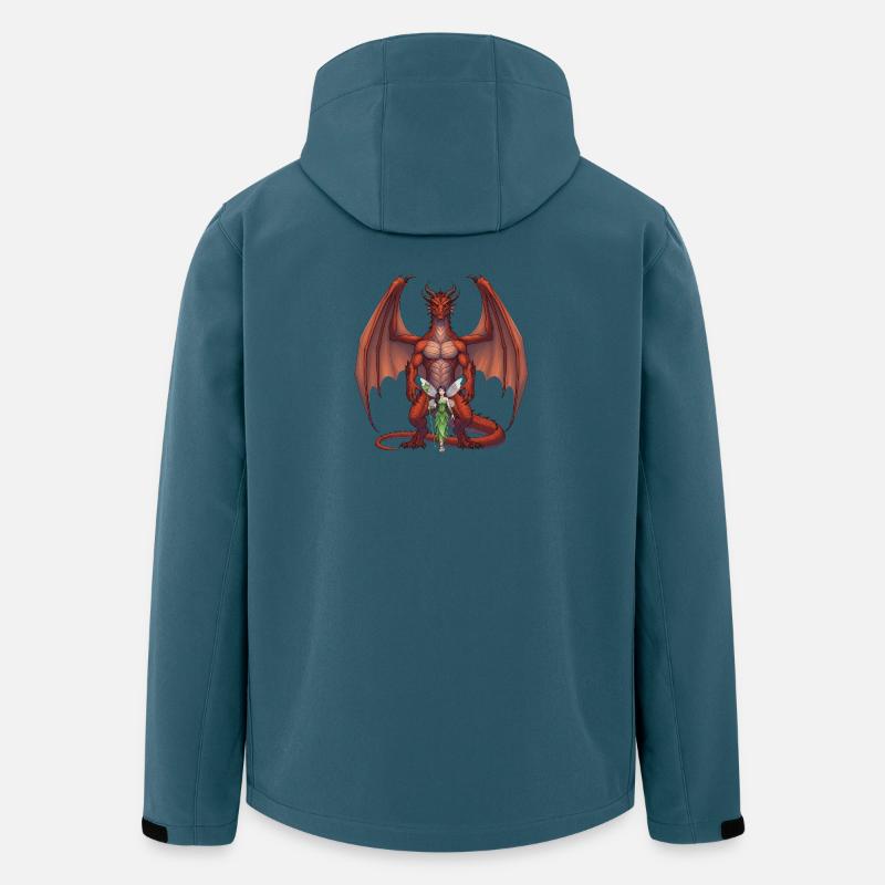 Karmesinroter Drache und Waldfee - Recycelte Männer Softshell-Jacke von Stanley/Stella - Dunkles Petrol