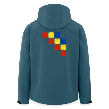Farben Ornament Muster - Grundfarben - Recycelte Männer Softshell-Jacke von Stanley/Stella - Dunkles Petrol - Hinten - AI Model Male 185 light (185cm)