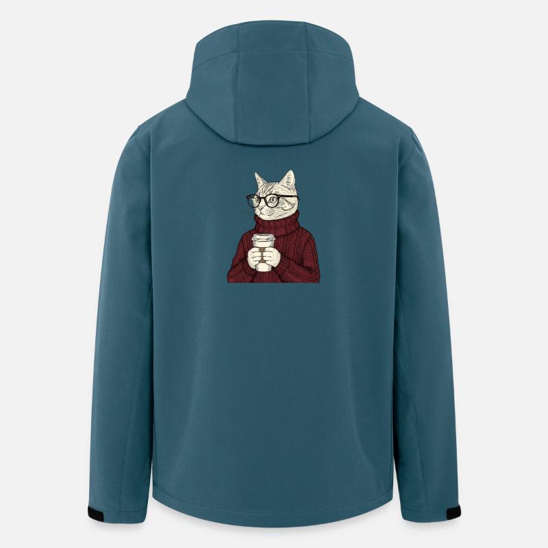 Sophisticated Coffee Cat  - Recycelte Männer Softshell-Jacke von Stanley/Stella - Dunkles Petrol
