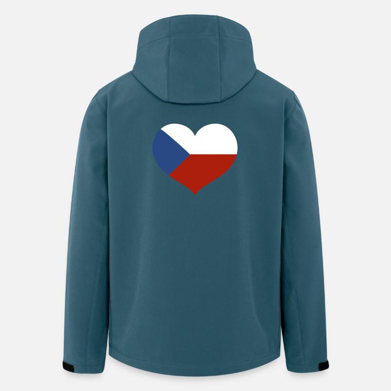 Drapeau du cœur tchèque - Veste softshell homme en polyester recyclé Stanley/Stella - bleu pétrole foncé