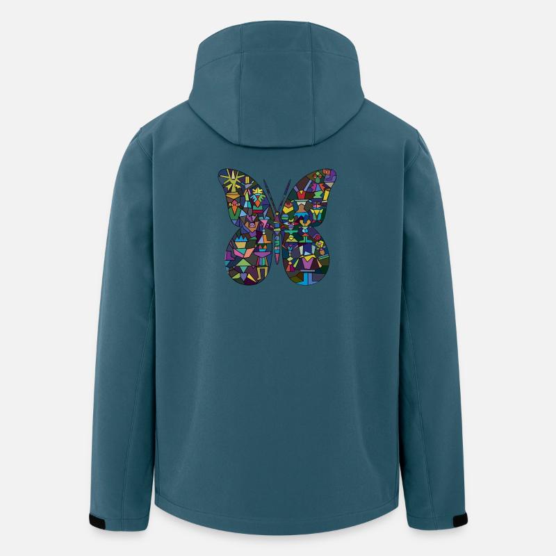 Bunter Mosaik-Schmetterling - Recycelte Männer Softshell-Jacke von Stanley/Stella - Dunkles Petrol