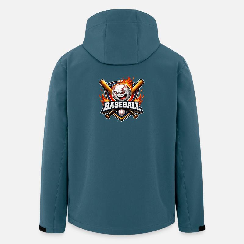 Mascotte de baseball enflammée - Veste softshell homme en polyester recyclé Stanley/Stella - bleu pétrole foncé