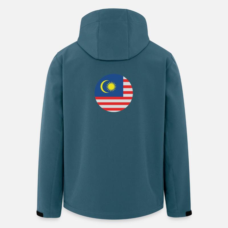 Drapeau rond de Malaisie - Veste softshell homme en polyester recyclé Stanley/Stella - bleu pétrole foncé
