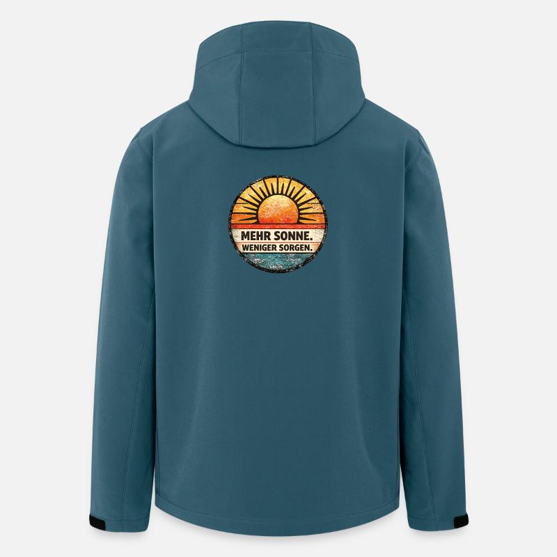 Plus de soleil, moins d’inquiétudes, rétro - Veste softshell homme en polyester recyclé Stanley/Stella - bleu pétrole foncé