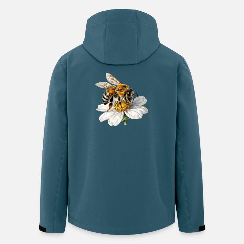 Biene auf weißer Blume - Recycelte Männer Softshell-Jacke von Stanley/Stella - Dunkles Petrol
