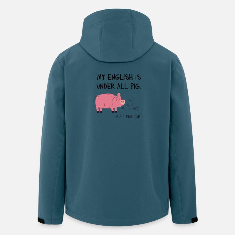 Pig English Cartoon Schwein - Recycelte Männer Softshell-Jacke von Stanley/Stella - Dunkles Petrol