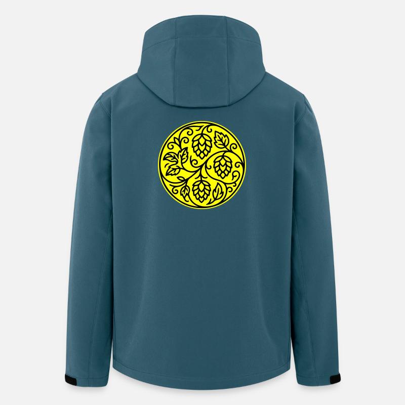 Symbole du houblon orge malt - Veste softshell homme en polyester recyclé Stanley/Stella - bleu pétrole foncé