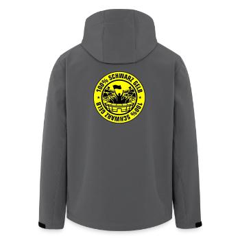 Schwarz Gelb Fans - Recycelte Männer Softshell-Jacke von Stanley/Stella - Dunkles Petrol - Hinten - AI Model Male 185 light (185cm)