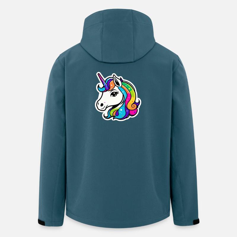 Helles Regenbogen-Einhorn - Recycelte Männer Softshell-Jacke von Stanley/Stella - Dunkles Petrol