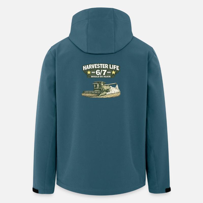 Moissonneuse vie 6/7 « Moissonneuse-batteuse » - Veste softshell homme en polyester recyclé Stanley/Stella - bleu pétrole foncé