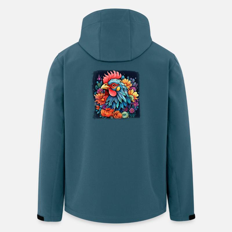 Bunter Hahnen - Gockel  - Recycelte Männer Softshell-Jacke von Stanley/Stella - Dunkles Petrol