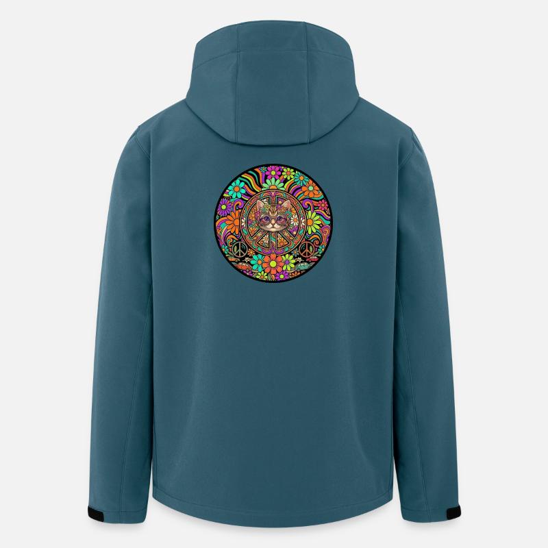 Katze Frieden Liebe Freiheit Kätzchen - Recycelte Männer Softshell-Jacke von Stanley/Stella - Dunkles Petrol