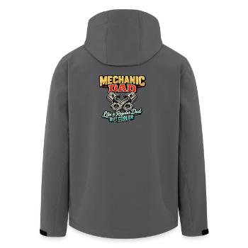 Mechanic Dad – Cooler Dad Spruch - Recycelte Männer Softshell-Jacke von Stanley/Stella - Dunkles Petrol - Hinten - AI Model Male 185 light (185cm)