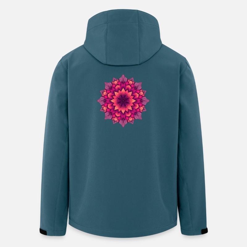 Kaleidoskopische Blütenmandala - Recycelte Männer Softshell-Jacke von Stanley/Stella - Dunkles Petrol
