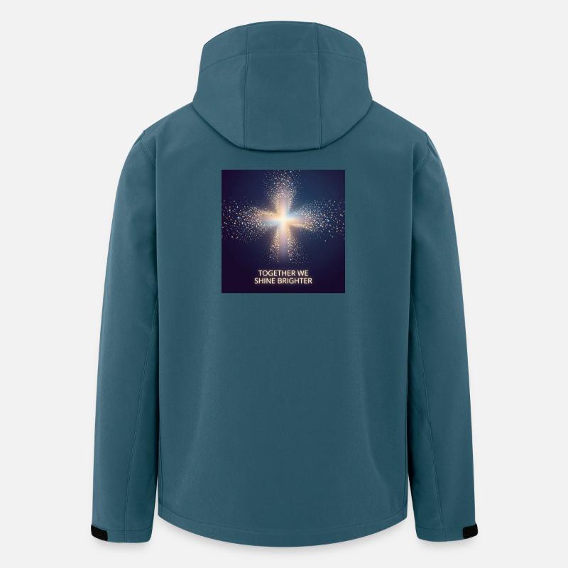 Lichtkreuz Gemeinsam Strahlen - Recycelte Männer Softshell-Jacke von Stanley/Stella - Dunkles Petrol