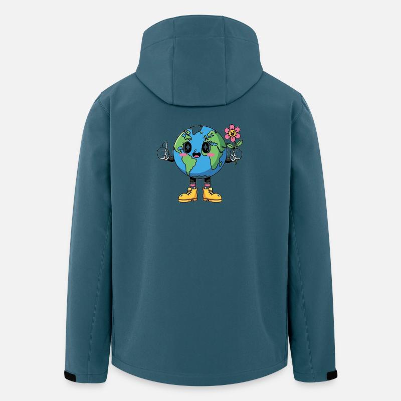 Smiling Planet Earth T-Shirt-Geschenke - Recycelte Männer Softshell-Jacke von Stanley/Stella - Dunkles Petrol
