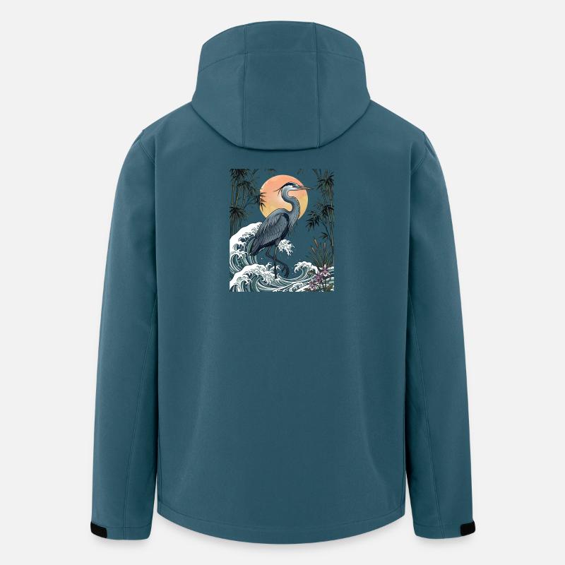 Große Blaureiher Great Wave Küstentierkunst - Recycelte Männer Softshell-Jacke von Stanley/Stella - Dunkles Petrol