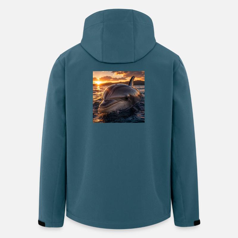Dauphin au coucher du soleil - Veste softshell homme en polyester recyclé Stanley/Stella - bleu pétrole foncé