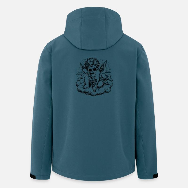 Wütender Cherub mit Steinschleuder - Recycelte Männer Softshell-Jacke von Stanley/Stella - Dunkles Petrol