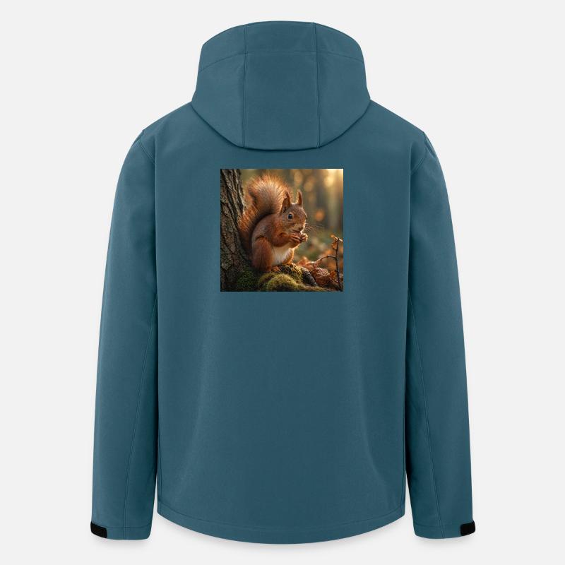 Écureuil dans la forêt ensoleillée - Veste softshell homme en polyester recyclé Stanley/Stella - bleu pétrole foncé