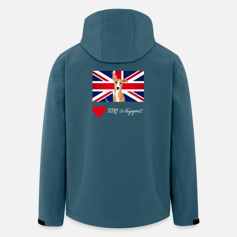 LUVMYWHIPPET (Texte blanc, Vibrant) - Veste softshell homme en polyester recyclé Stanley/Stella - bleu pétrole foncé