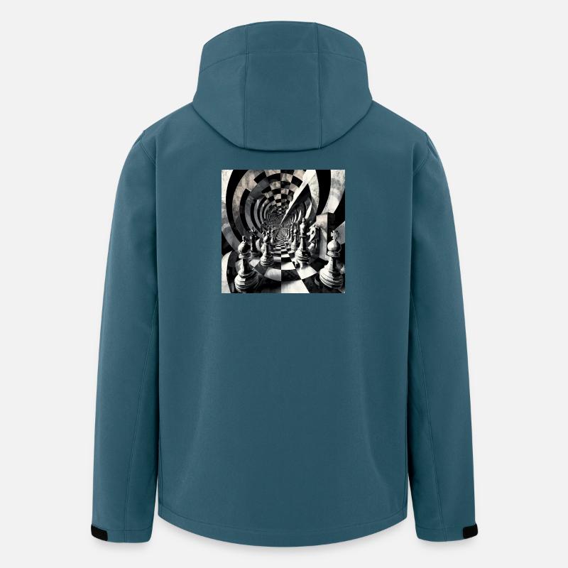 Spirale d’échecs en noir et blanc - Veste softshell homme en polyester recyclé Stanley/Stella - bleu pétrole foncé