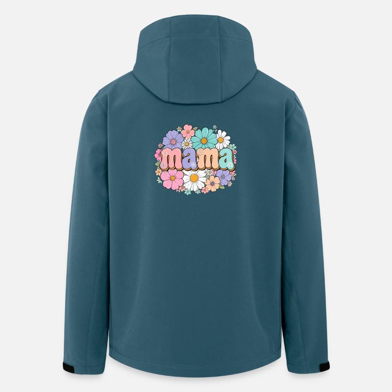 Retro Mama Blumen - Recycelte Männer Softshell-Jacke von Stanley/Stella - Dunkles Petrol