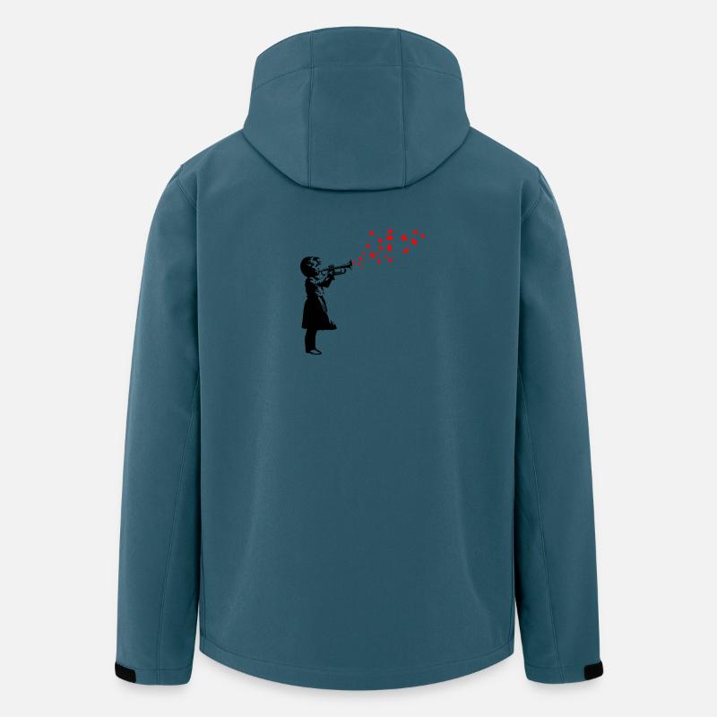 Mädchen und Schmetterlinge mit Trompete, Banksy-Stil. - Recycelte Männer Softshell-Jacke von Stanley/Stella - Dunkles Petrol