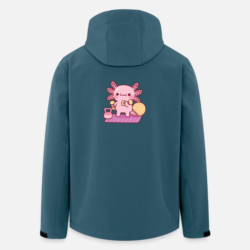 Entraînement mignon d’axolotl avec des haltères - Veste softshell homme en polyester recyclé Stanley/Stella - bleu pétrole foncé