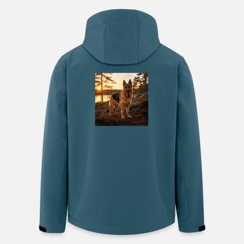 Deutscher Schäferhund bei Sonnenuntergang - Recycelte Männer Softshell-Jacke von Stanley/Stella - Dunkles Petrol