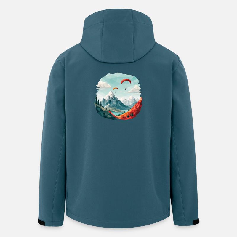 Paragliding Mountain Landscape Polygon Art - Men’s Recycled Softshell Jacket by Stanley/Stella - stargazer
