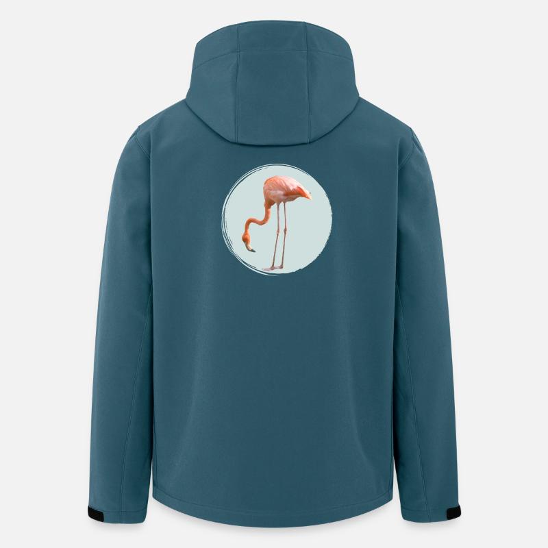 Flamant rose pastel en cercle - Veste softshell homme en polyester recyclé Stanley/Stella - bleu pétrole foncé