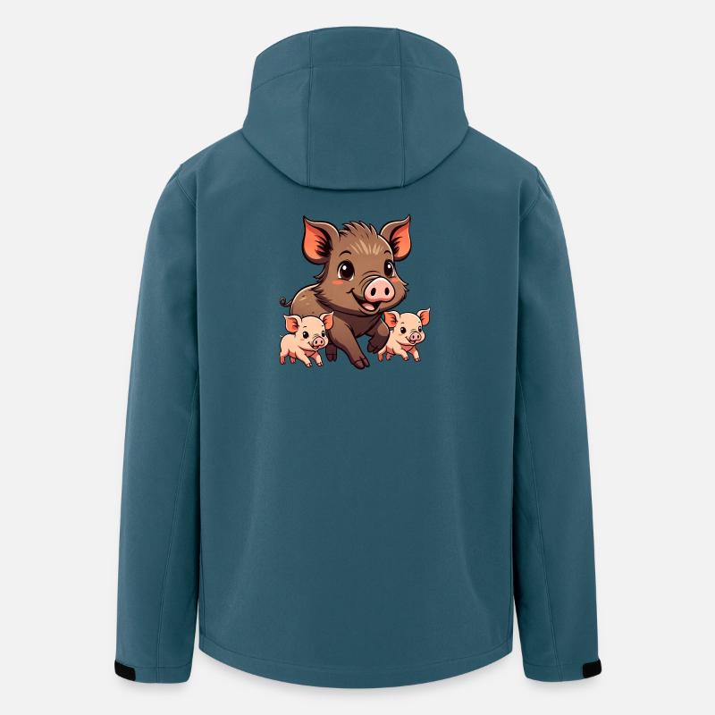 Wildschwein mit Ferkeln - Recycelte Männer Softshell-Jacke von Stanley/Stella - Dunkles Petrol