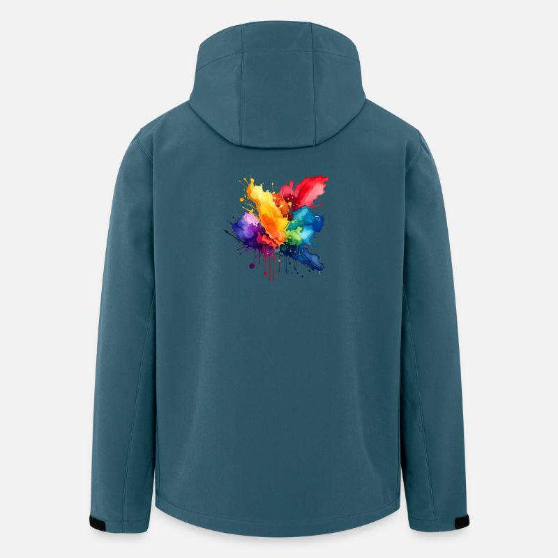 Farbspritzer Explosion - Recycelte Männer Softshell-Jacke von Stanley/Stella - Dunkles Petrol